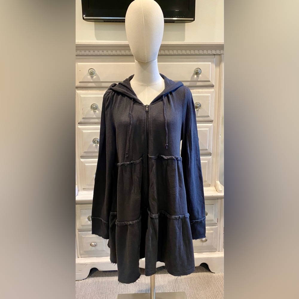 FREE PEOPLE Blue Tiered  Zip Sweatshirt